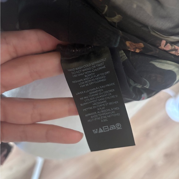 Maeve Black Floral Mesh Sheer Ruched Long Sleeve Top - Picture 8 of 11